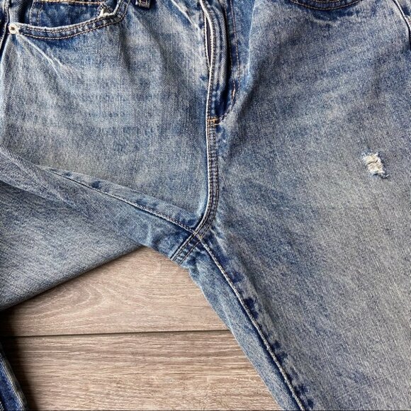 Garage Acid Washed Distressed Raw Hem  Mom Jeans - Picture 3 of 11